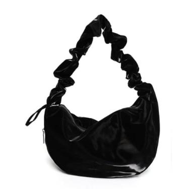 Imagem de ALWY Bolsa Feminina Alça Franzida De Ombro Passeio Trabalho Linda (Preto)