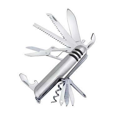 Imagem de Canivete Multifuncional Prateado Aço Inox Funções Camping