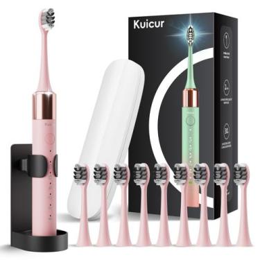 Imagem de Escova de dentes elétrica Kuicur Sonic para adultos e crianças rosa