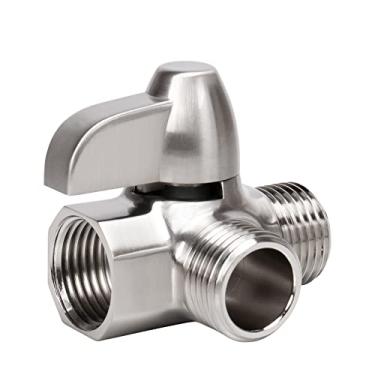 Imagem de NearMoon Braço de chuveiro de latão maciço G1/5.1 cm, válvula de desvio de 3 vias para chuveiro de mão e cabeça de spray fixa, componente de banheiro para adaptador em T combo de cabeça de chuveiro