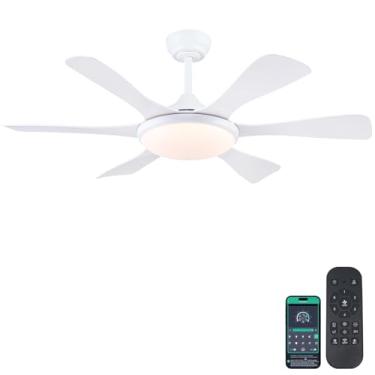 Imagem de Surtime Ventiladores de teto com luzes-47 Ventilador de teto baixo perfil com luz e controle remoto/aplicativo, montagem embutida, DC reversível, ventiladores de teto reguláveis de LED para quarto