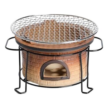 Imagem de MotiveTech Fogão a carvão, fogão de acampamento portátil compacto multiuso churrasqueira forno para salão de chá quintal, ao ar livre, jardim