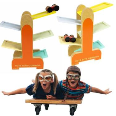 Imagem de Pista Alta Corrida Brinquedo Infantil Educativo em Madeira - Brinqmutt