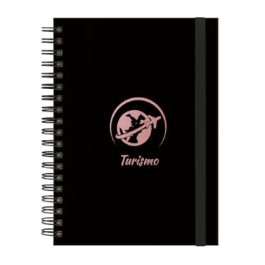 Imagem de Caderno Colegial Plus 12 Matérias Profissões Turismo (Preto e Rosê)