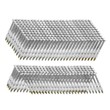 Imagem de SITLDY Pregos de moldura de 21 graus, 500 unidades, haste de anel de 2 polegadas x 0,287 cm, cabeça redonda completa galvanizada a quente, para pregador elétrico pneumático de 20 a 22 graus