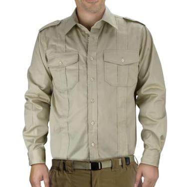 Imagem de Camisa masculina Aventura Jones Jr. Camisa Raiders Safari Fantasia Dr. Henry Tops com Bolsos Roupa Cosplay Halloween, Cáqui claro, 3G