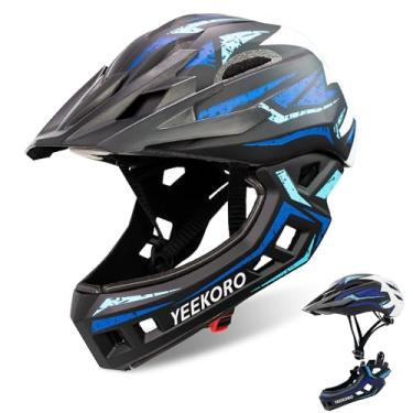 Imagem de YEEKORO Capacete infantil de bicicleta com protetor de queixo, capacete facial infantil removível ajustável para meninas e meninos, capacetes de ciclismo, skate, scooter, equipamento de proteção