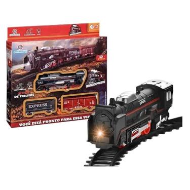 Imagem de Trem Locomotiva Brinquedo Elétrico C/Luz E Trilhos De 213cm
