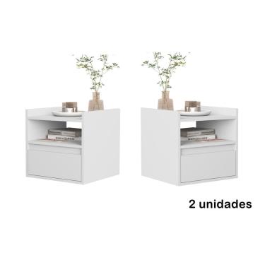 Imagem de Kit 2 Mesas Cabeceira Suspensa Porta Basculante Melina Cores