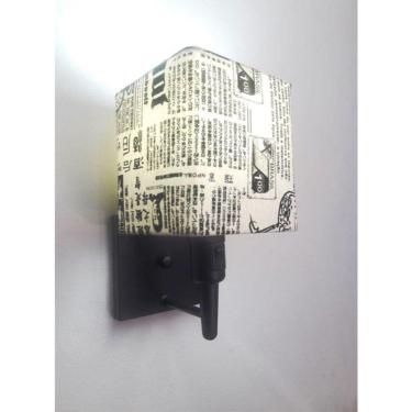 Imagem de Arandela Quadrada Vivare Md-2019 Base Preto Com Interruptor Cúpula Em Tecido - Bivolt Preto-ny-jornal 127-220v