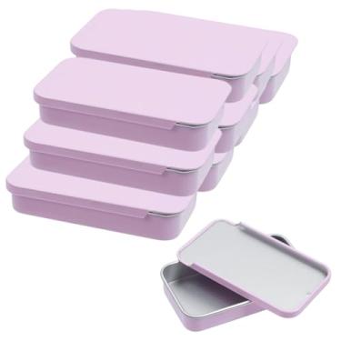 Imagem de Mewutal 10 recipientes de metal deslizantes de lata, 6 x 3,3 x 1 cm, caixa de armazenamento retangular rosa, tipo gaveta, mini caixa de lata vazia portátil com tampa para contas de joias de doces