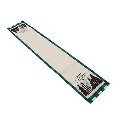 Imagem de Talha de mesa de Natal verde e preta Cffuvros, capa de mesa rústica lavável retangular para refeições de férias, decoração de mesa de cozinha de Natal para casa e restaurante