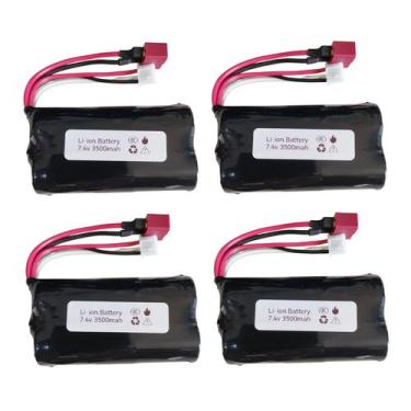Imagem de Kit 4 Bateria Wltoys 12428 7.4V 3500mAh 12423 10428 A959B A969B Q46 SG