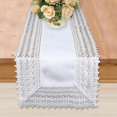 Imagem de Trilho de mesa renda guipir branco 40x220cm - poliéster