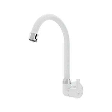 Imagem de Torneira Cozinha Parede Bica Alta 1/2 Branco - Blukit Com Redutor De Vazão