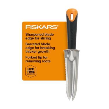 Imagem de Fiskars Faca de jardim de aço, extrator de ervas daninhas multiuso ferramenta de jardinagem para plantar, capinar, cavar e cultivar com orifício para pendurar