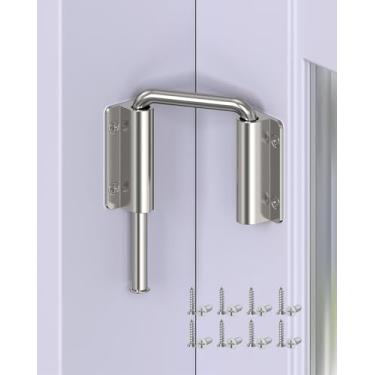 Imagem de Anobeyi Trava de porta deslizante multiângulo, trava de porta de liga de alumínio 90/180 graus para porta de celeiro simples/dupla, janela, armário, cerca, pátio, galpão - trava de segurança em U