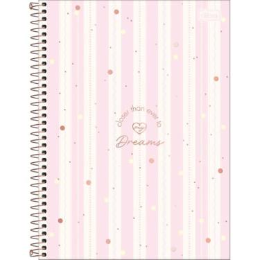 Imagem de Tilibra - Caderno Espiral Capa Dura Universitário 1 Matéria Soho 80 Folhas - Listras Bege E Rosa Verticais