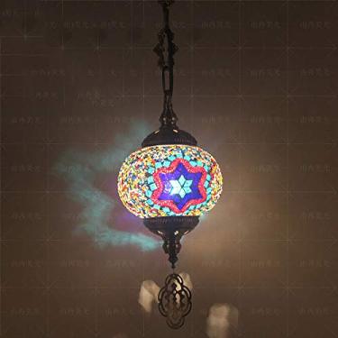 Imagem de 1 Luminária pendente de mosaico de globo de luz, luminária pendente de teto decorativa boêmia para sala de jantar, sala de estar, bar, hotel, lustre de vidro para quarto