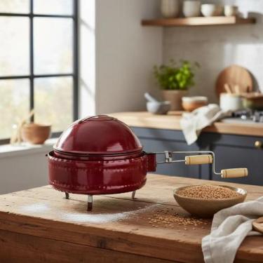 Imagem de Torrador De Cafe Manual Tipo Bola N. 4 4 Litros Ferro Vermelho - Minas