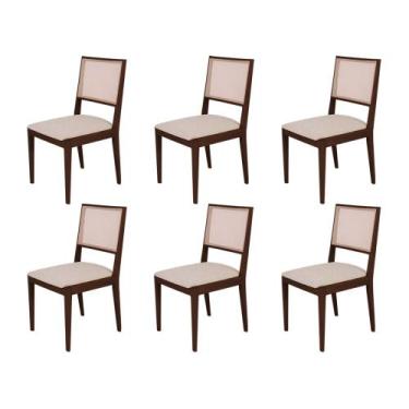 Imagem de Conjunto com 6 Cadeiras de Jantar Estofada Suellen em Madeira e Mdf Ca