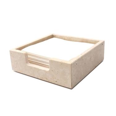 Imagem de Shonmogar Porta-guardanapos de coquetel, porta-guardanapos de pedra travertino adequado para guardanapos tamanho coquetel de 12,7 x 12,7 cm, porta-guardanapos de pedra para mesa, cozinha, balcão, sala