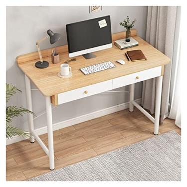 Imagem de AKALNNB Mesa de PC Moderna Mesa PC Mesa Laptop com Gavetas de Armazenamento Duplas Estação de Escrita Escritório Doméstico com Suporte Estável em Forma de X, Mesas de Escritório em 2 Cores (Cor