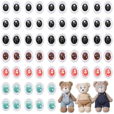 Imagem de CHGCRAFT 60 conjuntos de 6 cores ovais de vidro cabochão olhos de segurança para crochê bonito olho elíptico para acessório de decoração de boneca faça você mesmo, 2,5 x 1,8 cm