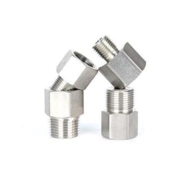 Imagem de 1/20.3 cm 1/10.2 cm 3/20.3 cm 1/5.1 cm BSPP fêmea para macho 304 bucha redutora de aço inoxidável acoplador conector conector calibre de alta pressão (3l8 BSPP - 3l8 BSPT)