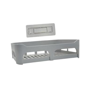 Imagem de Suporte para Shampoo Banheiro Prateleira Organizadora para Banheiro com Adesivo Alta Resistência (RETÂNGULO CINZA,3 UNIDADES)