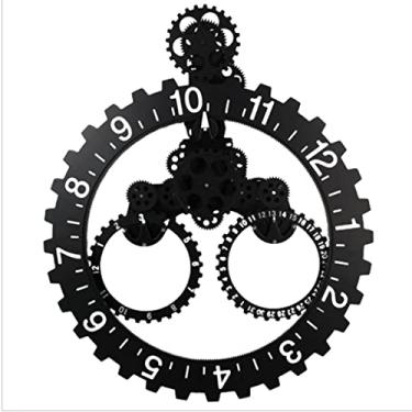 Imagem de WYUYIWH Relógio de parede Family Gear, criativo, moderno, sem tique-taque, operado por bateria, vintage, industrial steampunk, relógio de parede para decoração de sala de estar, pendurar na parede