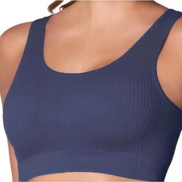 Imagem de Top Feminino Selene Sem Costura Canelado Sustentação Alta Sem Bojo Fit