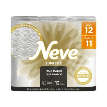 Imagem de Papel Higiênico Neve Supreme Folha Tripla Leve 12 e Pague 11 Rolos