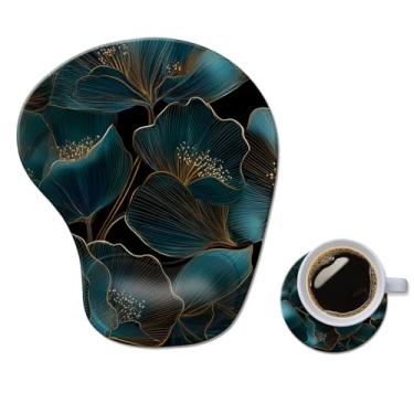 Imagem de Mouse pad ergonômico com descanso de pulso, tapete de mouse de gel confortável para computador, suporte de pulso para laptop, mouse para alívio da dor com base de poliuretano antiderrapante, plantas