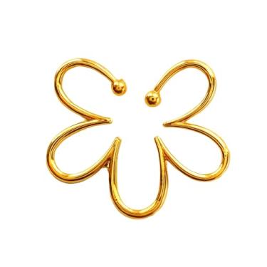 Imagem de Brincos de orelha florais para mulheres, dourado, não perfurado, cartilagem de orelha, prendedor de pressão, argola de cartilagem preenchida com ouro 14 quilates, tragus, não piercing, hipoalergênicos