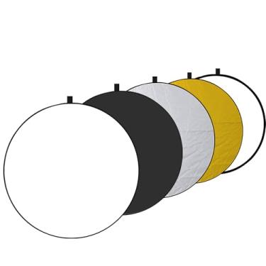 Imagem de EMART Refletor de fotografia dobrável 5 em 1 de 139 cm com bolsa – Painel de câmera portátil para vídeo de estúdio, iluminação externa, fotografia interna, retrato - translúcido, branco, prata