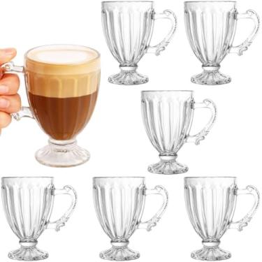 Imagem de Conjunto de 6 Xícaras de Vidro, Design Clássico, para Café Chá Suco Bebidas Quentes Frias, Louça, Cozinha, Armário, Mesa Posta, Utensílio (Kit C/ 6 Xícaras 100ml)
