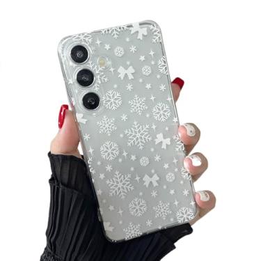 Imagem de ZTOFERA Capa transparente de Natal para Samsung Galaxy S24 FE 6,7 polegadas, linda capa de telefone com estampa de Feliz Natal, presentes de silicone translúcido rígido PC + TPU bumper capa protetora