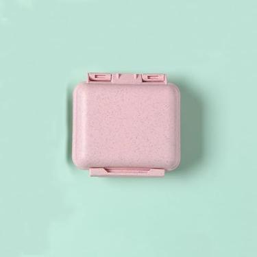 Imagem de Estojo portátil para comprimidos com 6 compartimentos, organizador de comprimidos de viagem, caixa de comprimidos diária para bolsa de bolso, caixa de suplementos, caixa de óleo de peixe (rosa)
