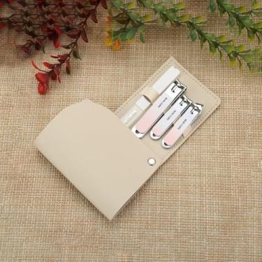 Imagem de Kit de manicure e pedicure de 4 peças - kit de cuidados multifuncionais de aço inoxidável - Conjunto compacto de manicure de viagem para mulheres, esposa, namorada, pais (rosa)