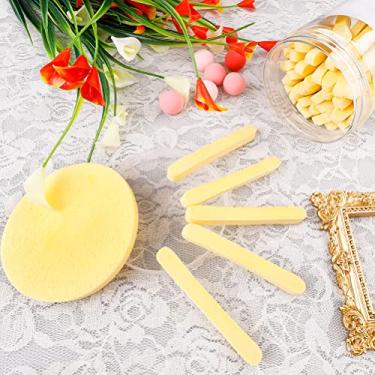 Imagem de 48 esponjas faciais comprimidas, esponjas faciais para limpeza de esponja de remoção de maquiagem, esponjas faciais para lavagem facial spa esfoliante (amarelo)