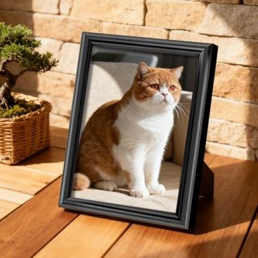Imagem de Porta-retratos de 15 x 20 cm com borda fina para fotos de família, estilo clássico, moderno, suporte de plástico composto para decoração de casa e escritório (preto)