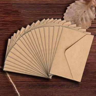 Imagem de Pacote com 20 mini envelopes de vale-presente de 10 cm x 7 cm, envelopes pequenos para feriados, casamentos, aniversários - Kraft marrom