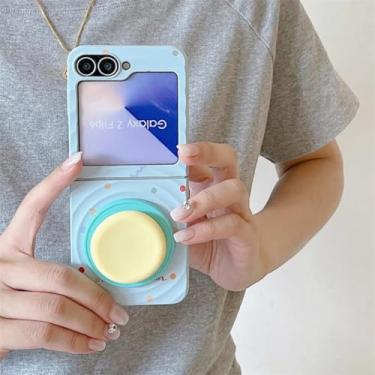 Imagem de Capa para Galaxy Z Flip6 com bolinhas coloridas e magnética, com suporte, capa rígida fofa (para Galaxy Z Flip6/06)