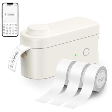 Imagem de Makeid Máquina de etiquetar inteligente L1-C com 3 rolos – Mini etiquetadora Bluetooth, portátil e recarregável, compatível com fitas impermeáveis de 9/12/16 mm – para casa, escritório, organização