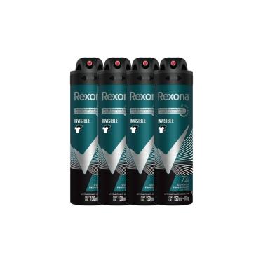 Imagem de Kit 4 Desodorante Rexona Invisible Masculino Aerosol Antitranspirante 72 horas 150ml
