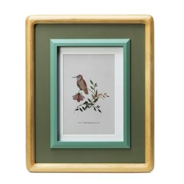 Imagem de ibalux Porta-retrato natural, 12 x 17 cm, acabamento verde, madeira de pinheiro com vidro verdadeiro, fosco para 10 x 15 cm, vertical e horizontal para pendurar na mesa ou na parede
