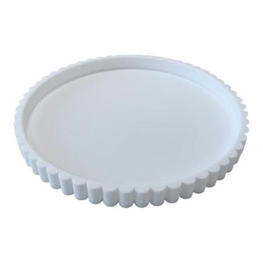 Imagem de Fenteer Bandeja redonda decorativa para servir, travessa, prato para de cozinha, porta-perfumes, joias, saboneteira, vaso de plantas para pia, Branco