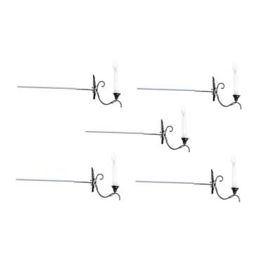 Imagem de Fenteer 5x Luminária de Parede em Escala 1:87 para Maquete de Ferrovia, Casa de Bonecas, Jardim e Paisagem, Preto