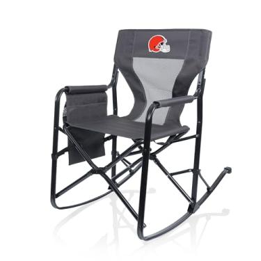 Imagem de Picnic TIME NFL Cleveland Browns Woodland Cadeira de acampamento de balanço com suporte de armazenamento, cadeira de acampamento para adultos, (cinza carvão)